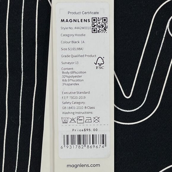 Magnlens Cropped Hoodie Women's Small Black Cotton Stretch Ribbed Logo Pullover - Picture 6 of 13